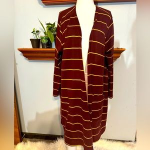 Maroon and Yellow LuLaRoe cardigan jacket
